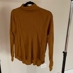 Everlane Mustard Thermal Waffle Knit Turtleneck